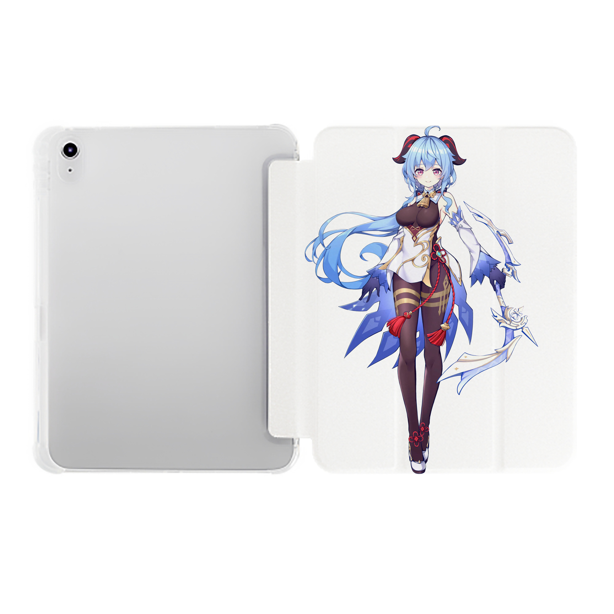 げんし神 甘雨 かんう genshin Ganyu IPad ケース ペン収納付き 三つ折りスタンド PUレザー×シリコン 対応機種9.5/10.5/10.9インチ